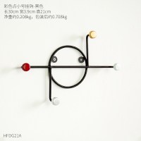 创意ins风挂钩墙面挂衣架房间墙上墙壁壁挂装饰品卧室挂件墙饰 彩色点小号挂钩-黑色