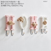 创意个性玄关置物架挂钥匙架墙上简约衣帽挂钩口挂衣架壁挂装饰 粉色HOME一套木质挂钩