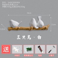 北欧ins风口墙上壁挂装饰品创意卧室玄关衣物收纳架钥匙挂钩 三只小鸟-白色(送钉子,粘胶)