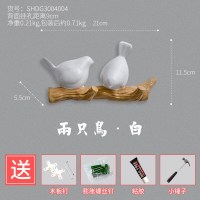 北欧ins风口墙上壁挂装饰品创意卧室玄关衣物收纳架钥匙挂钩 两只小鸟-白色(送钉子,粘胶)