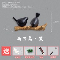 北欧ins风口墙上壁挂装饰品创意卧室玄关衣物收纳架钥匙挂钩 两只小鸟-黑色（送钉子，粘胶）