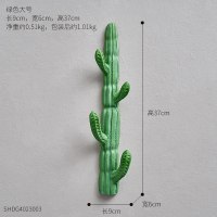 北欧创意仙人掌衣帽挂钩家居客厅卧室墙面装饰品个性口挂钥匙架 绿色仙人掌树脂壁挂-大号