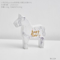 北欧创意大理石纹置物架墙上装饰品家居客厅卧室办公室墙壁小挂件 小号白色密度板木马(木质)