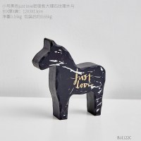 北欧创意大理石纹置物架墙上装饰品家居客厅卧室办公室墙壁小挂件 小号黑色密度板木马(木质)