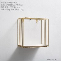北欧创意家居卧室客厅墙面墙上置物架壁挂实用墙壁装饰品收纳架 金色方形置物架25CM