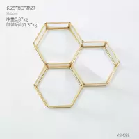 ins风六边形壁挂房间家居装饰品客厅卧室现代简约墙上装饰置物架 3个六边形金边玻璃