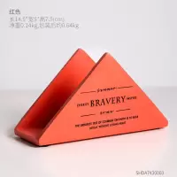 北欧ins多功能纸巾架西餐厅咖啡厅酒店酒吧餐桌立式三角形纸巾座 三角印字树脂纸巾架-红色