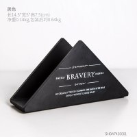 北欧ins多功能纸巾架西餐厅咖啡厅酒店酒吧餐桌立式三角形纸巾座 三角印字树脂纸巾架-黑色