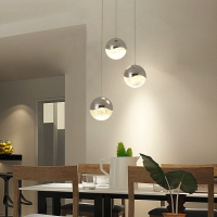 北欧餐厅吧台CIAA小吊灯现代简约床头复式楼梯灯三头轻奢水晶玻璃球灯