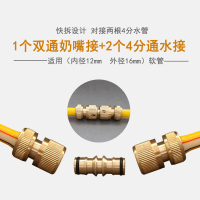高压洗车水接头CIAA配件水龙头转换头四分水管快接洗衣机连接头 铜双向奶嘴+2个4分铜通水接