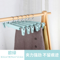 衣柜家用晒裤衣架jk裙夹夹子 不锈钢强力裤子晾衣架挂裤架内衣 带垫片欧绿裤架 20个