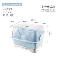 厨房碗筷收纳盒CIAA特大小号塑料碗柜抽屉式沥水碗架 北欧蓝中号升级款抽屉式奶瓶材质