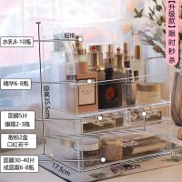 大号网红化妆品收纳盒CIAA防尘透明口红大容量桌面护肤品梳妆台置物架 [???]升级大容量翻盖三层一体收纳盒