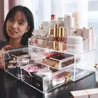 桌面化妆品收纳盒CIAA口红置物架梳妆台亚克力少女护肤整理抽屉式首饰