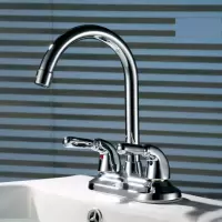 卫浴洗脸池混水阀CIAA双孔高弯可旋转老式10CM三孔冷热面盆水龙头铜