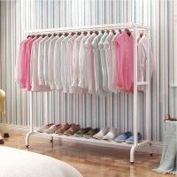 晾衣架落地双杆式室外CIAA卧室阳台户外移动家用简易经济型被子晾衣杆 长1.2米宽0.5米高1.45米白色