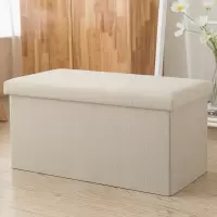 棉麻收纳箱布艺有盖CIAA折叠装玩具零食书本储物箱盒大衣服整理 卡其-3 (49*31*31cm)坐人承重300斤