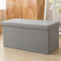 棉麻收纳箱布艺有盖CIAA折叠装玩具零食书本储物箱盒大衣服整 灰色-4 (76*38*38cm)坐人承重400斤