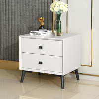 皮质床头柜CIAA简约现代轻奢北欧式软包白木迷你小卧室床边储物角柜