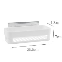 浴室放置置物架CIAA贴墙卫生间洗漱用品挂墙粘贴洗澡放东西的架子墙上 白色(长方形款)买1送1送同款