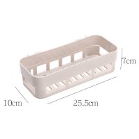 浴室放置置物架CIAA贴墙卫生间洗漱用品挂墙粘贴洗澡放东西的架子墙上 米黄色(长方形款)买1送1送同款