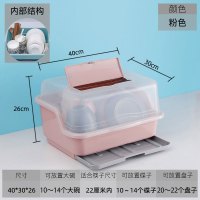 装碗筷收纳盒CIAA放碗碟沥水架厨房用品收纳箱带盖家用大全置物架碗柜 第二代抽屉式沥水大号粉色