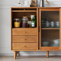 樱桃木餐边柜CIAA木北欧现代简约酒柜原木家具白橡木柜子储物柜