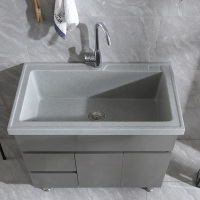 不锈钢洗衣柜带搓板石英石台盆柜CIAA洗衣池洗手台落地浴室柜组合