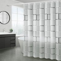 浴室隔断浴帘套装CIAA免打孔布洗澡淋浴房卫生间 EVA-大方格 单帘(送挂钩):帘180宽*200高+精美绑绳