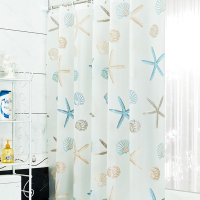 浴帘套装CIAA免打孔加厚霉洗澡挂帘子布卫生间淋浴隔断浴室帘杆 海星 (单帘)150宽x200高+挂钩