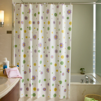 浴帘套装CIAA免打孔加厚霉洗澡挂帘子布卫生间淋浴隔断浴 小花 (套装)150宽x200高+伸缩杆90-160+挂钩
