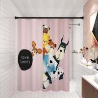 浴室浴帘套装CIAA免打孔磁性布浴帘杆卫 狗狗家族 白色磁性挡水条90厘米+磁浴帘100*200+直杆70-12