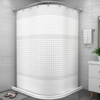 浴室布磁性浴帘套装CIAA免打孔弧形杆卫生间洗 [EVA]简爱 墙宽85*85:挡水条160+304伸缩A款+磁吸帘