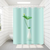 浴室浴帘套装CIAA免打孔布浴帘杆卫生间隔断帘加厚 荷花瓶 单独帘180宽*200高+绑带