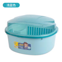 厨房碗筷收纳盒CIAA带盖沥水架放碗置物架家用密封碗碟收纳箱塑料碗柜 全翻盖碗柜大号浅蓝色