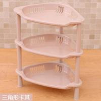 寝室浴巾落地卫生卫生间家用洗脸盆CIAA浴室置物架多层三脚架隔板储物 O19-三角咖啡色
