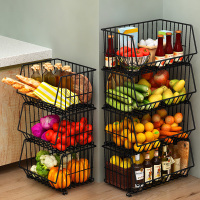 厨房蔬菜置物架CIAA菜架子多层落地蔬果收纳筐水果收纳架家用菜篮带轮