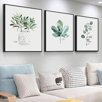 北欧客厅装饰画沙发背景墙壁画现代简约三联画卧室床头 荧光黄 70*70[适合3.5米左右墙面]高端/经典黑色框[28cm