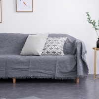 简约现代沙发套线毯子纯色沙发垫全盖巾网红insCIAA防尘罩布艺民宿 岩灰T字格 180*340cm