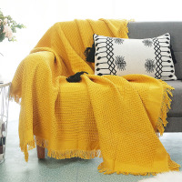 简约现代沙发套线毯子纯色沙发垫全盖巾网红insCIAA防尘罩布艺民宿 黄华夫格 180*260cm高扶手贵妃位/双人位