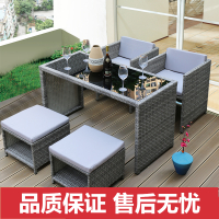 户外桌椅三五件套庭院别墅阳台家用CIAA藤桌椅组合室外露天收纳餐桌椅