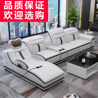 现代简约按摩真皮沙发组合客厅头层牛皮大小户型1+2+贵智能多功能
