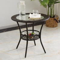 吊篮多功能圆形小茶几简约现代CIAA创意阳台家用小户型玻璃藤茶桌