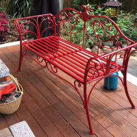 欧式双人椅花园椅铁艺椅CIAA户外休闲座椅公园长椅条椅庭院椅子公园椅 中国红