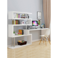 电脑台式桌子CIAA简约卧室转角书桌书架组合办公桌家用书柜一体写字桌