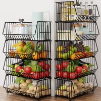 厨房蔬菜置物架CIAA落地多层放菜架子水果家用蔬果收纳筐菜篮子置物架