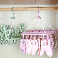 多功能晒衣架收纳内衣袜子圆盘晾衣架多用夹子宝宝婴幼儿家用 加厚48夹蓝色(买2送15个挂钩(送1501 1个