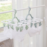 日式晾衣架多夹子晾衣夹晒内衣文胸专用夹子晾晒衣袜内裤夹袜子架 16夹#睿智蓝 1个