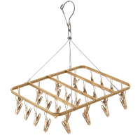 晒袜子衣架多夹子晾衣夹不锈钢凉内衣架多功能婴儿童挂宝宝 16夹方形银色 1个