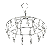 晾袜子衣架不锈钢圆形盘多夹子晾衣架家用多功能儿童晒内衣夹 梅花袜夹[20夹子]加粗 1个